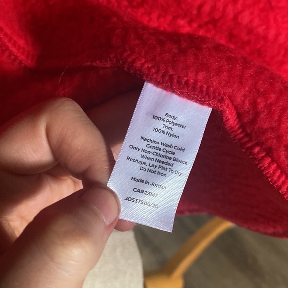 Talbots SHERPA WOVEN TRIM JACKET - SOLID cherry red. Zip up fleece Sz L winter - Picture 9 of 10